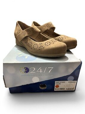 everleigh Taupe Laser-Cut Mary Jane Flats